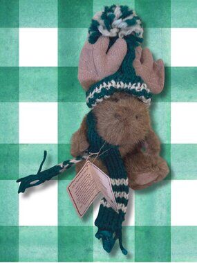Boyds Bears Lil Chrismoose 6” Head Bean Moose Plush Hat Scarf Retired w/Tag EUC